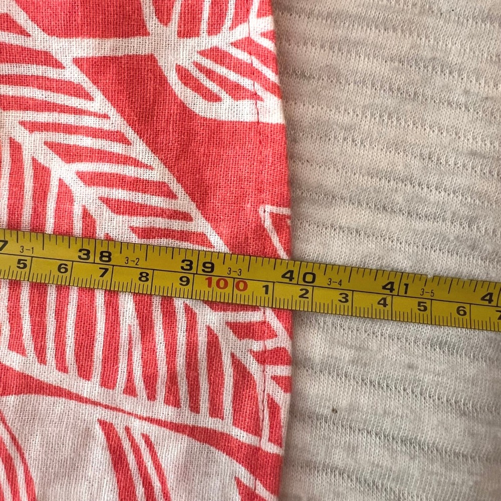 Old Navy Coral Tropical Leaf Linen Blend Button Front Shirt Dress Plus Size 2X - Picture 8 of 10